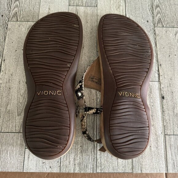 Vionic Kirra Snake Print Thong Backstrap Sandals Size 7 Orthotic Arch Support - Picture 7 of 7